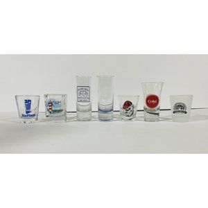 Lot Of 7 Assorted Shot Glasses Collection Souvenir Travel Coke Myrtle Hilton Hd